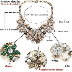 FSMILING Fashion Statement Collar Necklace for Women,Vintage Gold Bib Chunky Necklace Costume Statement Jewelry