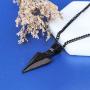 Jstyle Stainless Steel Pendant Necklace for Mens Boys Cool Spearpoint Arrowhead Pendant Chain Necklace Set Black & Silver Tone