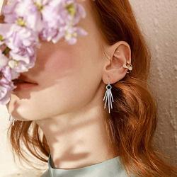 WAINIS 8 Pairs Classic Dangle Drop Earrings for Women Simple Double Twist Long Thread Fashion Silver Plated Earring Jewelry