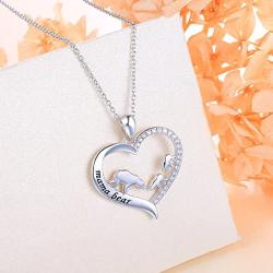 Sterling Silver For Mom Necklace Mothers Day Gift Mama Bear Pendant Necklace or Bracelet for Mum