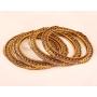 Touchstone ''Golden Bangle Collection Ethnic Style Filigree Work Yellow Citrine Rhinestone Indian Bollywood Designer Jewelry Metal Bangle Bracelets in Antique Gold Tone for Women. Set of 4.