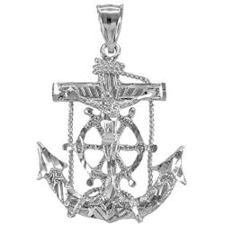 Mens Fine Jewelry 925 Sterling Silver Mariner Crucifix Anchor Cross Pendant