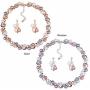 Sparlking Banquet Wedding Bride Pearl Leaves Necklace Earrings Jewelry Set with Crystal Gorgeous Neckalce for Women Party Jewelry