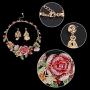 EVER FAITH Crystal Enamel Flower Cluster Butterfly Ladybug Insect Necklace Earrings Set Gold-Tone