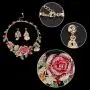 EVER FAITH Crystal Enamel Flower Cluster Butterfly Ladybug Insect Necklace Earrings Set Gold-Tone EVER FAITH Crystal Enamel Flower Cluster Butterfly Ladybug Insect Necklace Earrings Set Gold-Tone