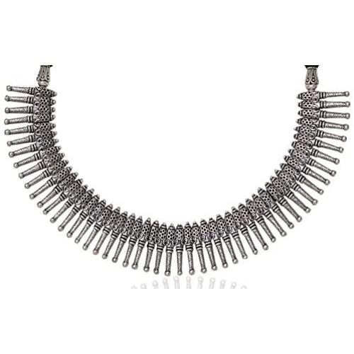 Sansar India Oxidized Silver Plated Kolhapuri Choker Necklace for Girls and Women