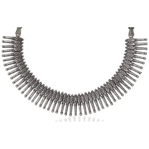 Sansar India Oxidized Silver Plated Kolhapuri Choker Necklace for Girls and Women Sansar India Oxidized Silver Plated Kolhapuri Choker Necklace for Girls and Women