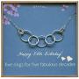 EFYTAL Happy 50th Birthday Gifts for Women Necklace, Sterling Silver 5 rings five Decades Necklaces Gift Ideas