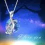 AOBOCO I Love You Mom Necklace Sterling Silver Heart Pendant Embellished with Crystals from Austria, Fine Birthday Jewelry Gifts for Mom Grandma Mother-to-be Mother-in-law Stepmom