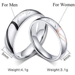 TTVOVO His & Hers Couple Ring Promise Ring Real Love Heart Stainless Steel Bands Ring Matching Promise Ring Bridal Wedding Engagement Bands Rings for Women Men Lovers Bridal Jewelry Gifts US Size 4-15