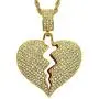 putouzip Men Broken Heart Chain Pendant,18k Gold Plated Fully Iced Out Rhinestone Rape Chain Necklace putouzip Men Broken Heart Chain Pendant,18k Gold Plated Fully Iced Out Rhinestone Rape Chain Necklace