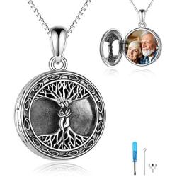 ONEFINITY Sterling Silver Celtic Knot Couple Tree of Life Urn Necklace for Ashes Round Locket That Holds Pictures for Women Ashes Necklace Keepsake Memorial Ash Jewelry