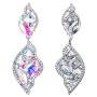 BriLove Womens Wedding Bridal Crystal Leaf-Shaped Multi-Rhinestone Dangle Earrings