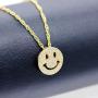 Uloveido Cute Emoji Smile Face Pendants Best Friend Necklace Gold Color Chain Jewelry Gifts Y322