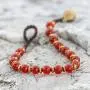 Chuvora Brass and Genuine Red Carnelian Gemstones Beaded Bracelet