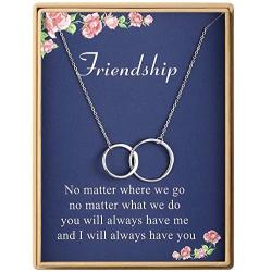 Lcherry Friendship Necklace S925 Sterling Silver Two Interlocking Infinity Double Circles Necklace for Women Friend Jewelry
