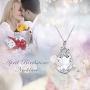 Alantyer Austrian Crystal Teardrop Necklace with Lucky Olive Leaf Birthstone Pendant 14K White Gold Plated Chain Necklace for Women Girls Silver Jewelry Gift 18