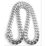 14K White Gold Cuban Link Chain Necklace for Men Real 14MM 14K Karat Diamond Cut Heavy w Solid Thick Plated Clasp US Made