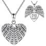 Sterling Silver Angel Wing Cremation Keepsake Jewelry for Ashes 925 Heart Memorial Pendant Urn Ashes Necklace Gift for Loss of a Loved One
