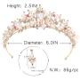 Yean Gold Wedding Crown Bridal Tiaras with Earrings Pink Purple Headband for Women and Girls (Pink)
