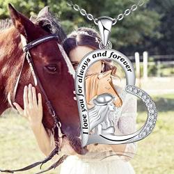 Distance Horse Pendant Necklace for Women Girls 925 Sterling Silver Girls with Horse Gifts for Birthday Christmas