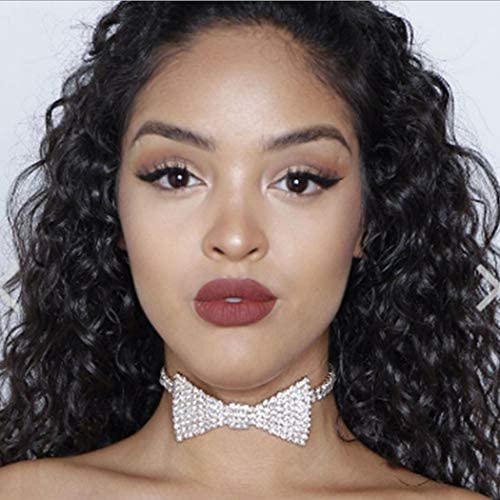 Masiter Sparkly Rhinestone Necklace Bowtie Crystal Choker Bowknot Tennis Chain Wedding Bridal Bridesmaid Costume Jewelry for Women and Girls