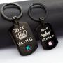Uloveido Black Gold His Queen and Her King Stainless Steel Necklace Keychain Jewelry Set for Men Women