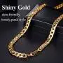 U7 Men Women 18K Gold Plated Necklace with Gift Box 18KGP Stamp Hip Hop Jewelry 4 Colors 6MM-9MM Wide Snake Curb Link Chain,Length 18 Inch-32 Inch,Custom Text Engravable