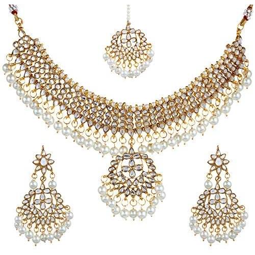 YouBella Jewellery Bollywood Ethnic Bridal Wedding Traditional Choker Indian Necklace Set with Earrings for Women