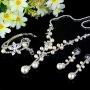 EVER FAITH Silver-Tone CZ Austrian Crystal Cream Simulated Pearl Elegant Flower Jewelry Set