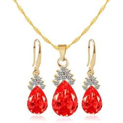 Jewelry Sets for Women Girls Gold Plated Chain Crystal Women Necklace Earring Set Bridal Sets