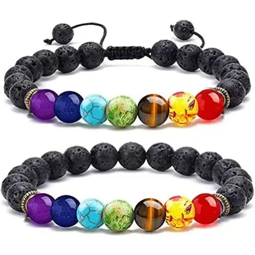 WAINIS 2-14 Pcs Men Women 8mm Lava Rock 7 Chakra Aromatherapy Essential Oil Diffuser Bracelet Elastic Natural Stone Yoga Beads Bracelet WAINIS 2-14 Pcs Men Women 8mm Lava Rock 7 Chakra Aromatherapy Essential Oil Diffuser Bracelet Elastic Natural Stone Yoga Beads Bracelet
