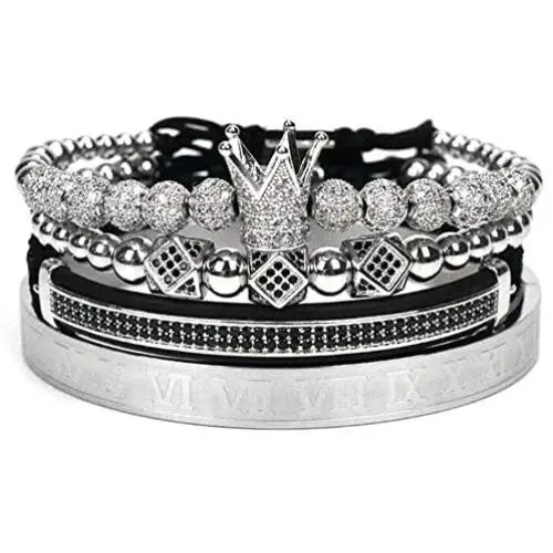 Imperial Crown King 18K Gold CZ Beads Bracelet Luxury Charm Fashion Bangle for Men Women Imperial Crown King 18K Gold CZ Beads Bracelet Luxury Charm Fashion Bangle for Men Women