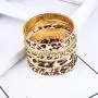 The Woos Leopard Bangle Bracelets Multi Layers Casual Bracelet Vintage Crystal Metal Leopard Wrapped Cuff Bracelets for Women Girl Statement Jewelry Charm Fashion Accessories Party