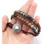 Handmade Bohemian Natural Stones Bracelet - Leather Bracelet with Chakra and Beads Wrapped for Women and Girls