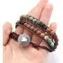 Handmade Bohemian Natural Stones Bracelet - Leather Bracelet with Chakra and Beads Wrapped for Women and Girls Handmade Bohemian Natural Stones Bracelet - Leather Bracelet with Chakra and Beads Wrapped for Women and Girls