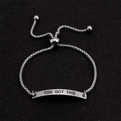 SOUSYOKYOSAM You Got This Positive Message Thin Bangle Inspirational Bar Bracelet for Women Teen Girls