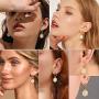 Women Girls Initial Earrings Sterling Silver Post 18K Gold Plated Open Huggie Hoop Earrings with Vintage Hexagon Embossed A-Z 26 Letters Drop Tiny Earrings, Name Style Jewelry,Christmas Gift for Lover
