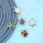 CTYBEADS Crystal Longevity Turtle Pendant,Healing Stone Turtle Necklace, Tortoise Clavicle Chain,Mens and Womens Birthstone Jewelry Treatment Balance Chakra Opal Pendant