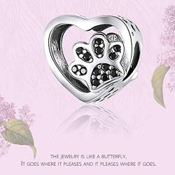 JOMOHO Charms fits Pandora Charms Bracelets Dog Paw Print Animal Lucky Charms for Woman 925 Sterling Silver Pendant Girl Jewelry Beads Gifts for Women Bracelet&Necklace