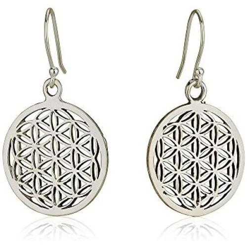 Flower of Life Dangle Earrings Sterling Silver 925 Sacred Geometry Seed of Life Yoga Jewelry