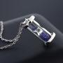 Gem Stone King 925 Sterling Silver Sapphire Dust Hourglass Pendant Necklace 0.75 Cttw Gemstone Birthstone with 18 Inch Silver Chain