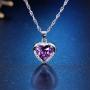 Lam Sence Sterling Silver 8mm Heart Shape Crystal with Cubic Zirconia Pendant Necklace