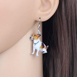 NEWEI Drop Acrylic Jack Russell Sweet Dog Earrings Fashion Animal Jewelry For Gift Girl Women Charms