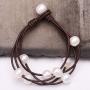 Cultured Freshwater Pearl Wrap Bracelet on Multi Strands Leather Beaded Jewelry for Women by Aobei