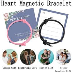 LAOBOYS JEWELLERY 2 Pcs Magnetic Couple Bracelet Mutual Attraction Heart Magnetic Bracelet for Couple Girlfriend Boyfriend Relationship Rope Bracelet Friendship Matching Bracelet for Her His Best Friend