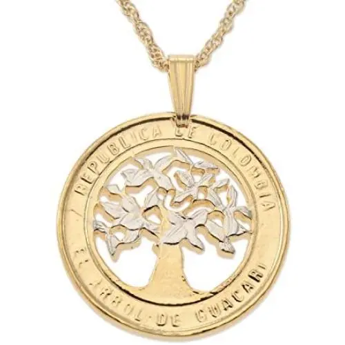 Colombian Tree Pendant, Hand cut Colombian Coin, 1'' diameter, (# 868) Colombian Tree Pendant, Hand cut Colombian Coin, 1'' diameter, (# 868)