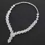 Jorsnovs Cubic Zirconia 2 Pcs Wedding Bridal Jewelry Set Zircon Silver Necklace and Dangle Earrings Gift Set for Party Dress Prom Gown