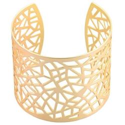 LuckyLy Hollow Bangle Marvelous Open Cuff Style Bracelet For Women, Matt Gold and Silver, One Size Fits All