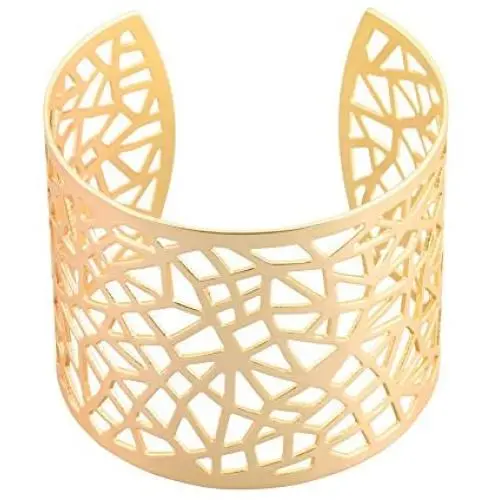LuckyLy Hollow Bangle Marvelous Open Cuff Style Bracelet For Women, Matt Gold and Silver, One Size Fits All